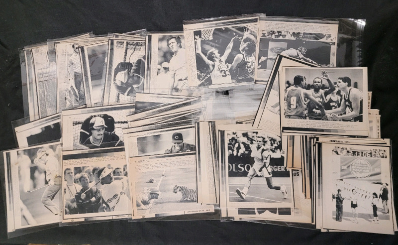 Vintage 1980s Sporting Events Canadian Press & Associated Press LaserPhoto Sports News w/Corresponding B&W Photos . LA Summer Olympics , Calgary Winter Olympics , Basketball , Tennis , PGA Golf , Jays , Expos