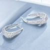 Pair of S925 Silver Hoop Earrings with Inlay Elegant and Classic 1 Inch drop Lever Snap ins - 2