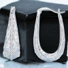Pair of S925 Silver Hoop Earrings with Inlay Elegant and Classic 1 Inch drop Lever Snap ins - 3