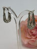 Pair of S925 Silver Hoop Earrings with Inlay Elegant and Classic 1 Inch drop Lever Snap ins - 4