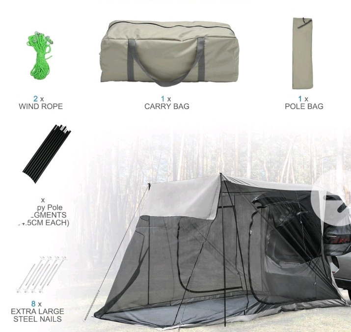 As is New | SUV Camping Tent | Not-Assembled | Measures 6.5ft x 6.5ftx 33.5ft