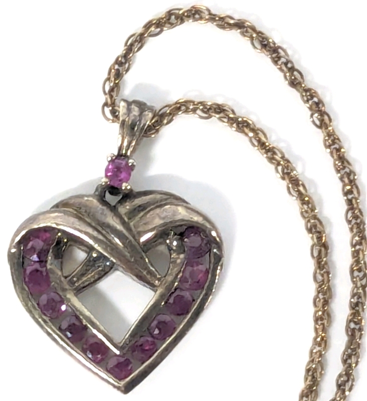 Lovely Vermeil Open Heart Pendant Necklace Stamped 925 (1") on Dainty 18" 925 Chain