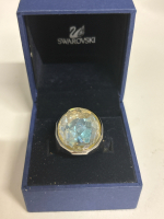 Swarovski Authentic Stamped Ring Featuring a Prominent Faceted Oval Crystal Presented within its Distinctive Blue Swarovski Box Size 7 / 54