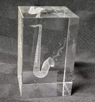 Laser Etch Saxophone Paperweight 2 by 2 by 3.25"
