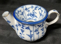 Vintage Women's Flow Blue Style Ceramic Spittoon - 3.75" Tall