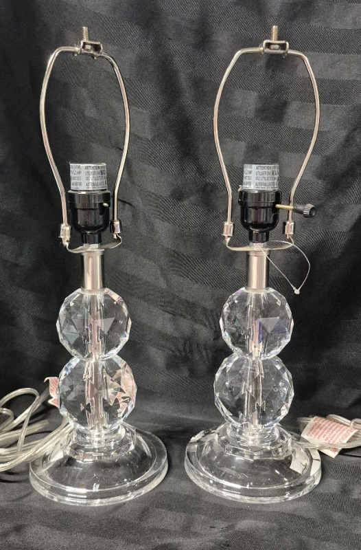 As New Beautiful Table Lamps - 16.5" Tall Top of Harp - Working As Is