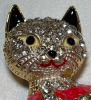 Darling Cat Brooch Betsey Johnson Enamel Rhinestones Vibrant Gouache Orange with Tag Approximately 2 x 2.5 inch - 4