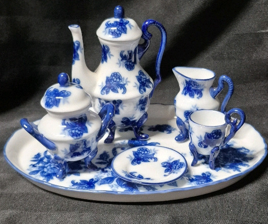 Adorable Miniature Ceramic Tea Set Tallest is 5"