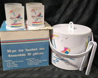 Vintage 10 Pc Ice Bucket Set with Original Box
