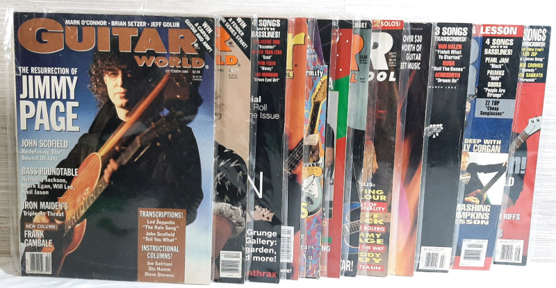 12 Good Condition Vintage Guitar Magazines | Contains Issues From Guitar World, Guitar School, & Guitar Magazine Ranging from 1988-97