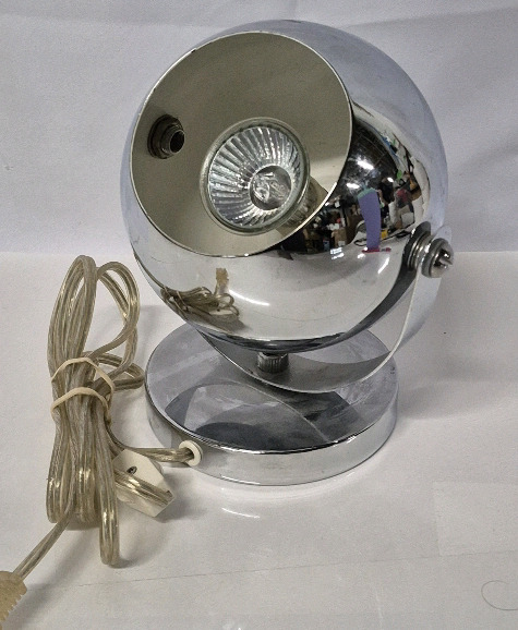 MCM Chrome Accent or Eyeball Lamp - Working 8" tall Swivels