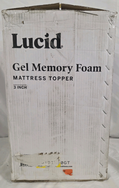 New in Box | Individual XL Gel Memory Foam Mattress Topper | Finished Size 37" x 79" x 3"