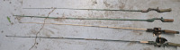 4 | Assorted Fishing Rods { 2 W/ Reels & 2 WO/ Reels } Longest Measures 66" Long