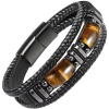Tiger Eye Leather Bracelet Handcrafted Tiger Eye and Black Leather Braided Bracelet Magnetic Clasp Natural Stone Approximately 8.5 Inch - 2