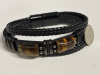 Tiger Eye Leather Bracelet Handcrafted Tiger Eye and Black Leather Braided Bracelet Magnetic Clasp Natural Stone Approximately 8.5 Inch - 4