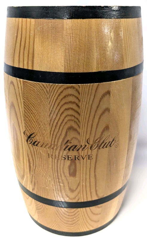 Rare CANADIAN CLUB Reserve Wood Ice Bucket Barrel - 10.25" Tall