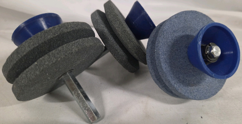 3 New | Lawnmower Blade Sharpening Stone Drill Bit Attachments | Measures 3" x 2&frac12;" Ea.