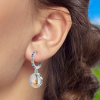 925 Stamped Faceted Dazzling Oval gemstone earring Hoops with Stones on Hoop Approximately 2 inch drop - 2