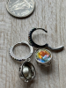 925 Stamped Faceted Dazzling Oval gemstone earring Hoops with Stones on Hoop Approximately 2 inch drop - 5