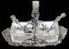 Darling Vintage BIRKS Germany Sterling Silver Bavarian Salt Cellar (Possibly for Absinthe or Pickles) With 2 Glass Containers & 2 Spoons : 1 Slotted - 3" Tall