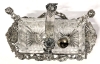 Darling Vintage BIRKS Germany Sterling Silver Bavarian Salt Cellar (Possibly for Absinthe or Pickles) With 2 Glass Containers & 2 Spoons : 1 Slotted - 3" Tall - 8