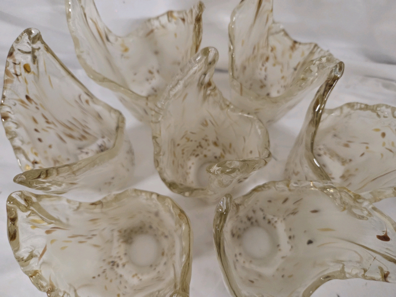 7 Vintage | Glass Art Lamp Shades | Measures 6" Tall Ea. | No Chips or Cracks