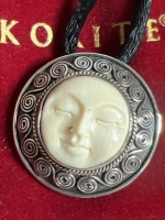 Korite Sterling carved Moon Face Pendant