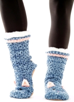 New Size 5-8 Women's JUST COZY Super Soft KITTY FACE Slipper Socks With Knit Outer Shell & Grippy Bits on Soles