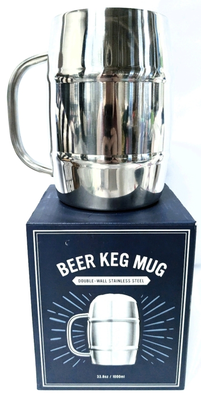 New Final Touch BEER KEG MUG - Double Wall Stainless Steel, 1000ml