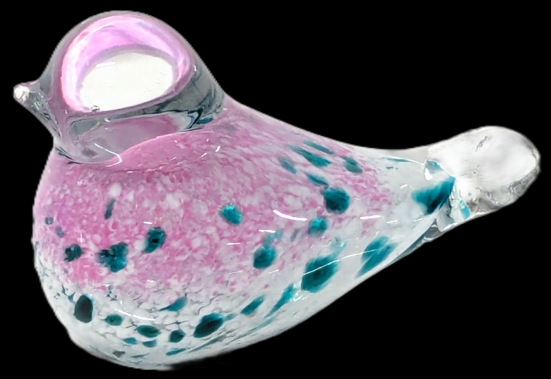 Adorable Speckled Art Glass Bird Paperweight/Figure - 5" Long, No Chips or Cracks