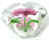 Lovely Pink Flower Suspended Inside Clear Heart Art Glass Paperweight/Figure - 4.5" Tall, No Chips or Cracks - 4