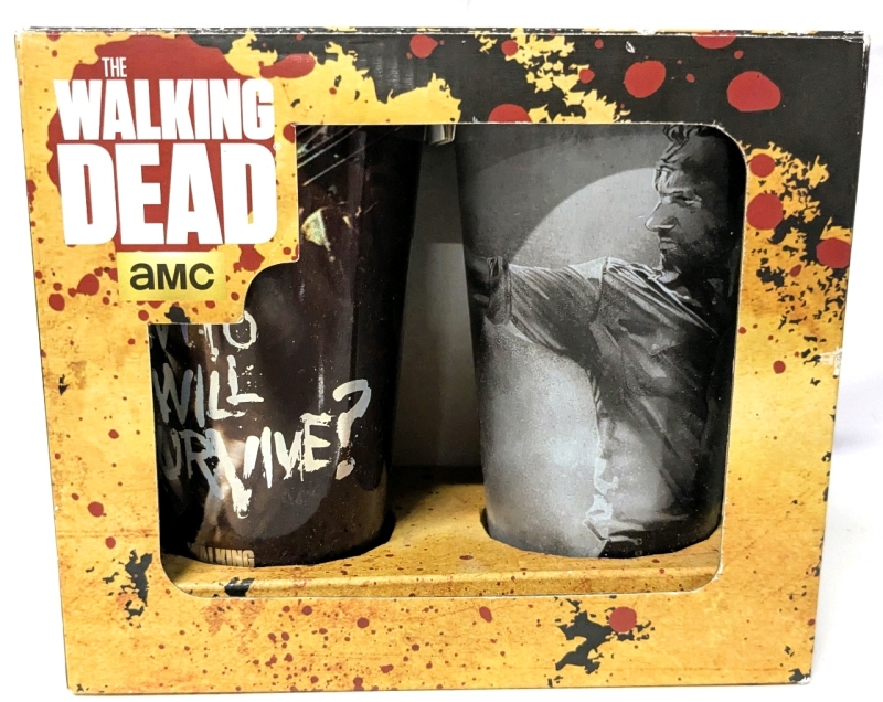 New THE WALKING DEAD 2pc Pint Glass Set