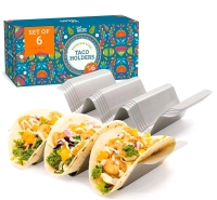 New Open Box - Chef Tacos Stainless Steel Taco Holder Set of 6 - Grill, Oven & Dishwasher Safe Taco Racks