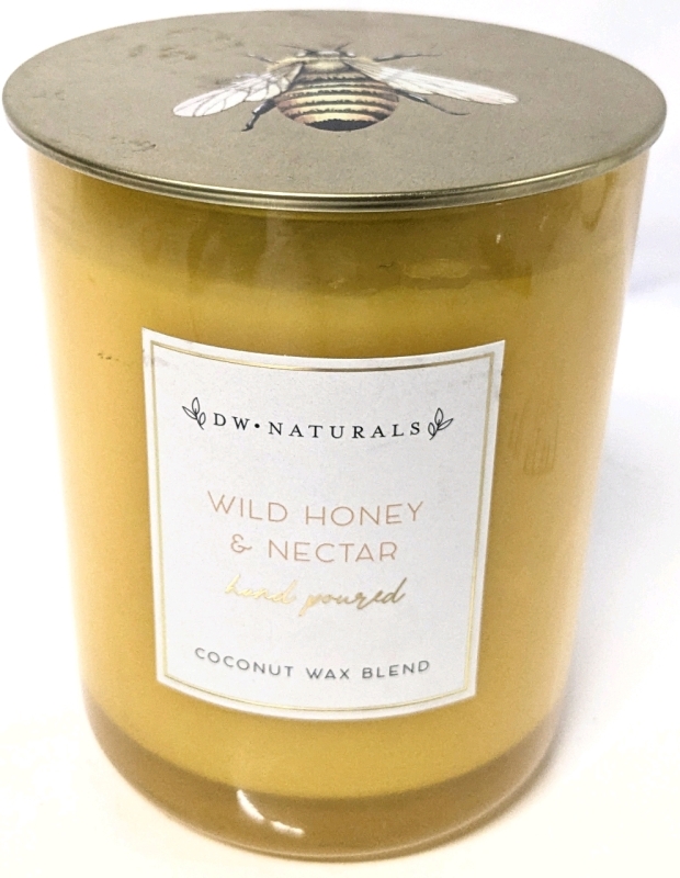 New DW Naturals WILD HONEY & NECTAR Hand Poured Coconut Wax Blend 2-Wick Scented Candle -765g