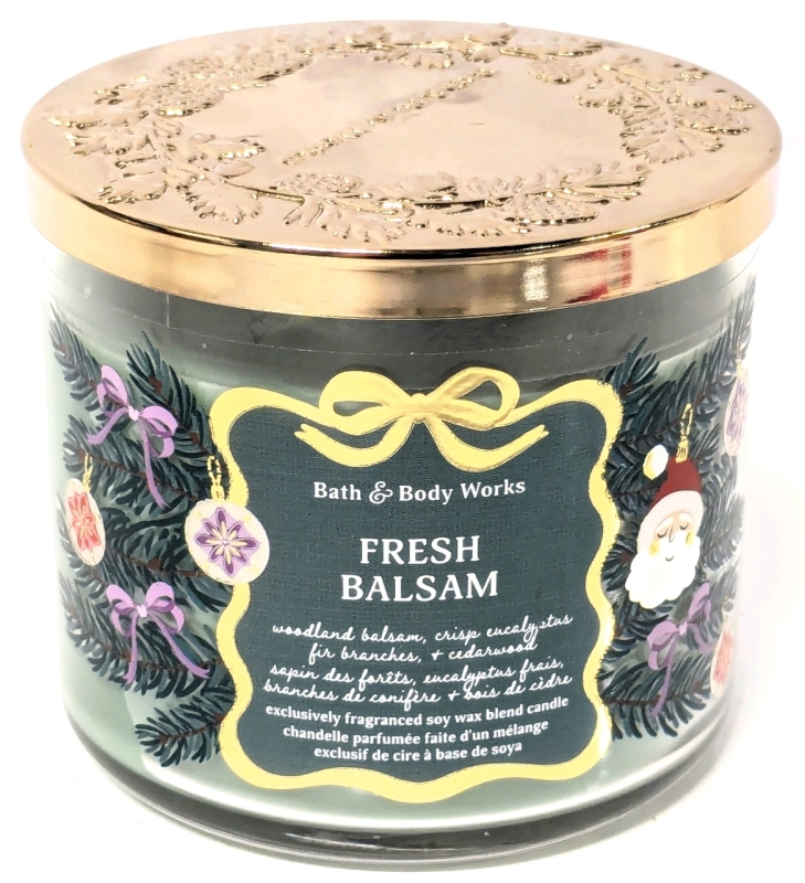 New Bath & Body Works FRESH BALSAM 3-Wick Scented Candle - 411g