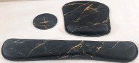 New 3pc Computer Desk Ergonomic Pad Set | Includes Wrist Rest (Measures 17" Long), Mouse Pad w/ Wrist Rest (8&frac12;" Wide) & Coaster (4" Diameter)