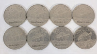Eight (8) Vintage Sitmar Cruises & Oceanic Atlantic Gaming Slot Tokens .