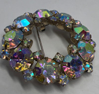 Sherman Vintage Aurora Borealis Wreath Brooch signed