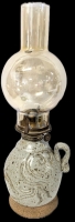 Vintage Handmade Stoneware Oil Lamp - 16.5" Tall, No Chips or Cracks