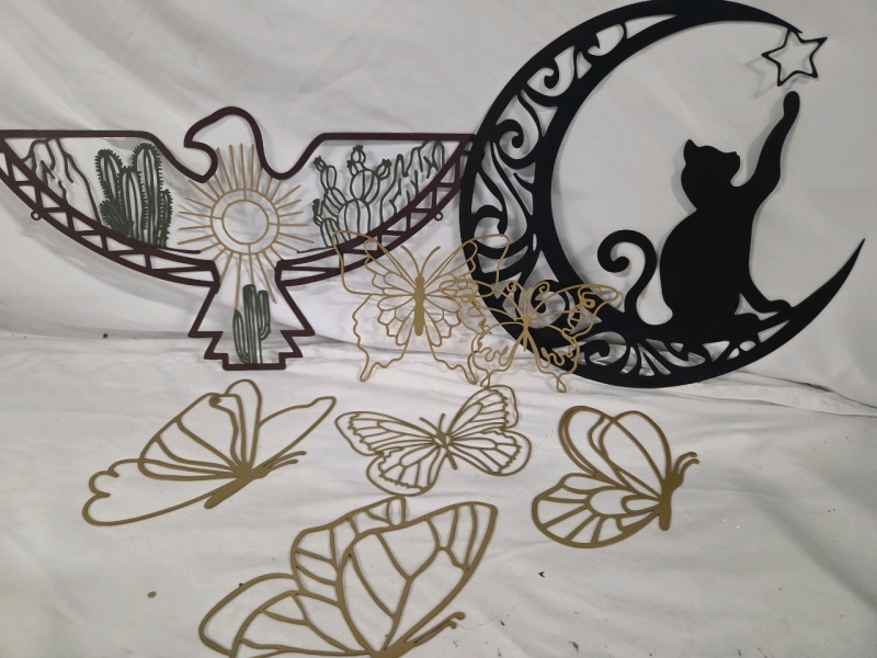 8 New | Mental Wall Decor Lot | Largest Measures 12" Tall