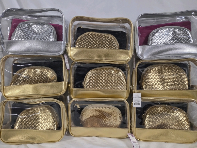 9 New | Gorgeous Makeup Bag Kits | Ea. Come w/ 3 Makeup Bags | Largest Measures 9" x 3" x 6" | Great Vendor Lot!