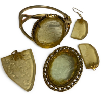 Depression Glass Bracelet / Brooch and Pendant see description for sizes