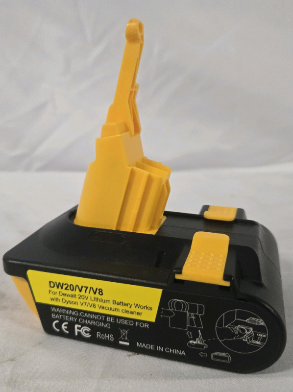 Dewalt Battery Adapter For Dewalt 20V Battery * Works W/ Dyson V7/V8 Vaccum Cleaner
