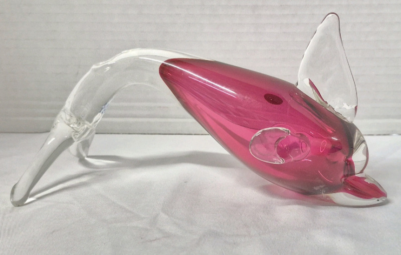 Beautiful Rossi Glass Dolphin Art Glass 8.25" L x 4.25" H