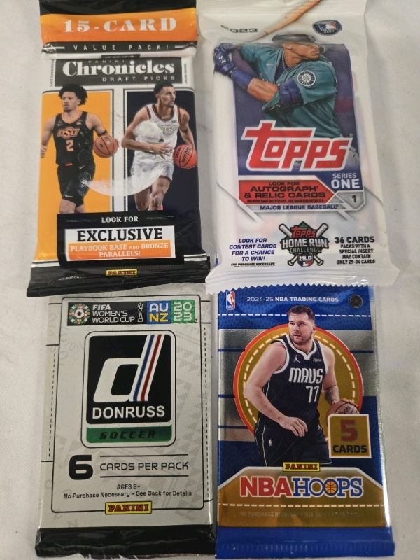 4 New | Assorted Trading Card Packs | Includes 2021-25 NBA, FIFA, & MLB ( Topps & Panini )