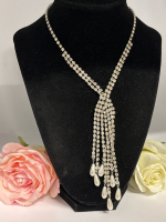Vintage Elegant Prong Set Rhinestone Cascade Necklace with original tag. See description for more All Stones Present and Bright