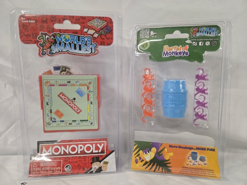 2 New | Worlds Smallest-Monopoly & Barrel Of Monkeys