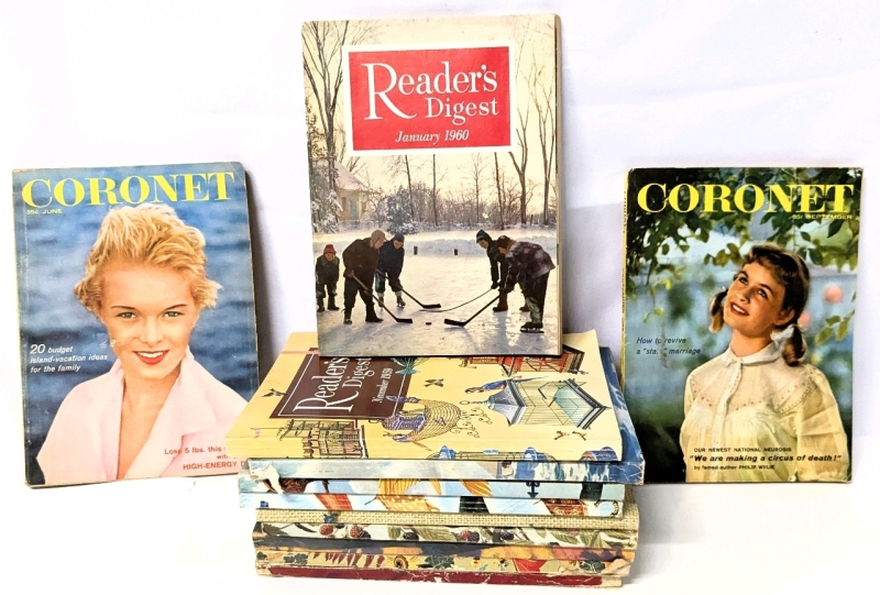 10 Vintage Reader's Digest Magazines (June '59 - Oct '73) & 2 Vintage Coronet Magazines (June 1958 + September 1959)