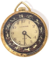 Gorgeous Vintage LUCERNE Swiss Astrology Pocket / Pendant Manual Wind Watch - Working! (Unsure If It Keeps Time) - 1.25" Diameter