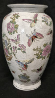 Vintage Stunning Butterflies & Flowers Vase 12" Tall